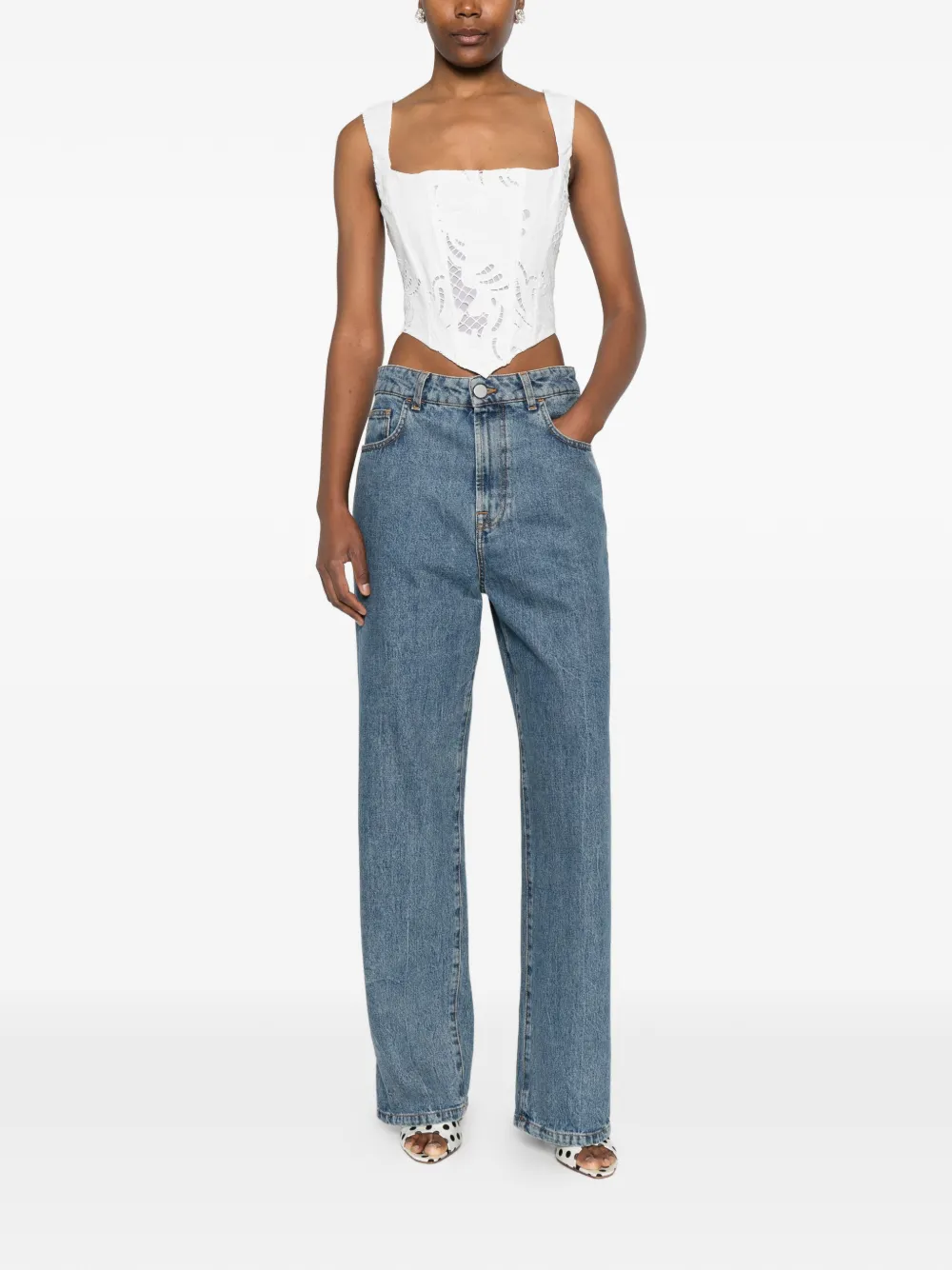  Giuseppe Di Morabito Embroidered Crop Top - White 