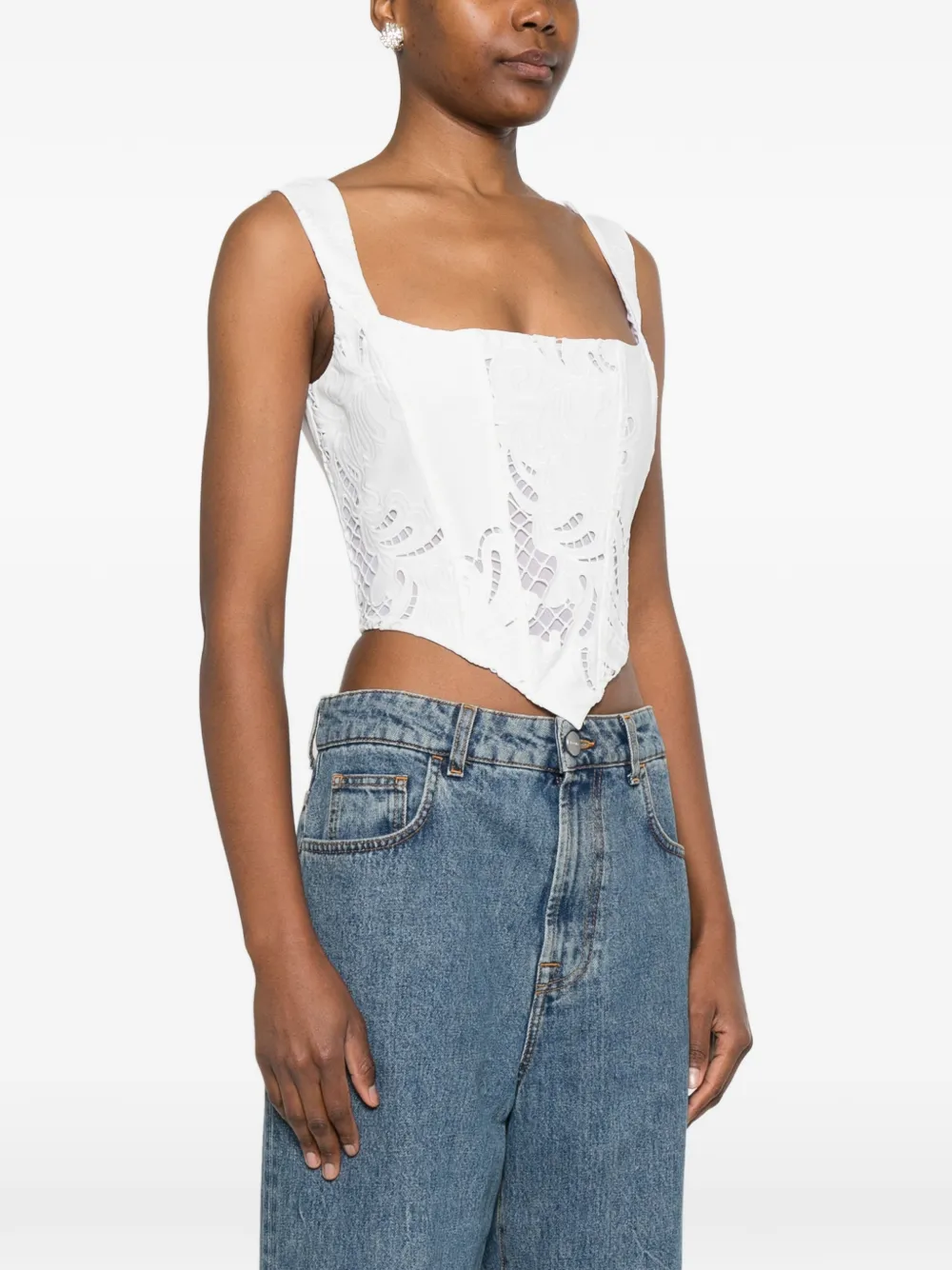  Giuseppe Di Morabito Embroidered Crop Top - White 