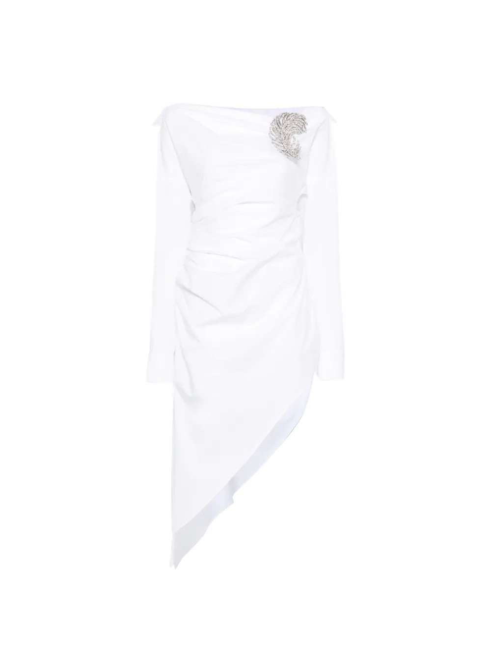 Giuseppe Di Morabito brooch-detail asymmetric dress - Bianco