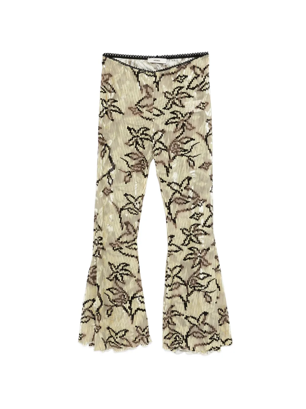 SIEDRES Jeslynn floral-print pleated trousers - Toni neutri
