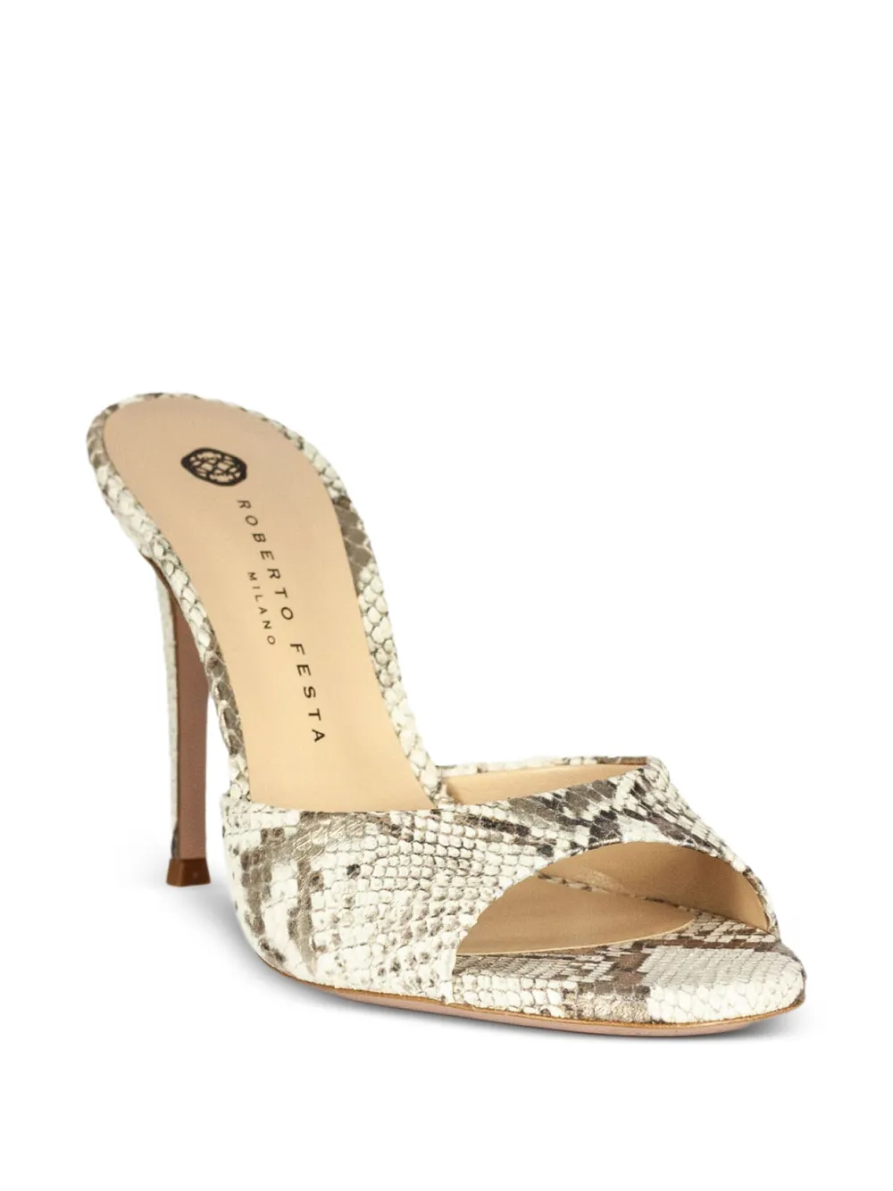 Roberto Festa Ramas sandalen met pythonprint Beige