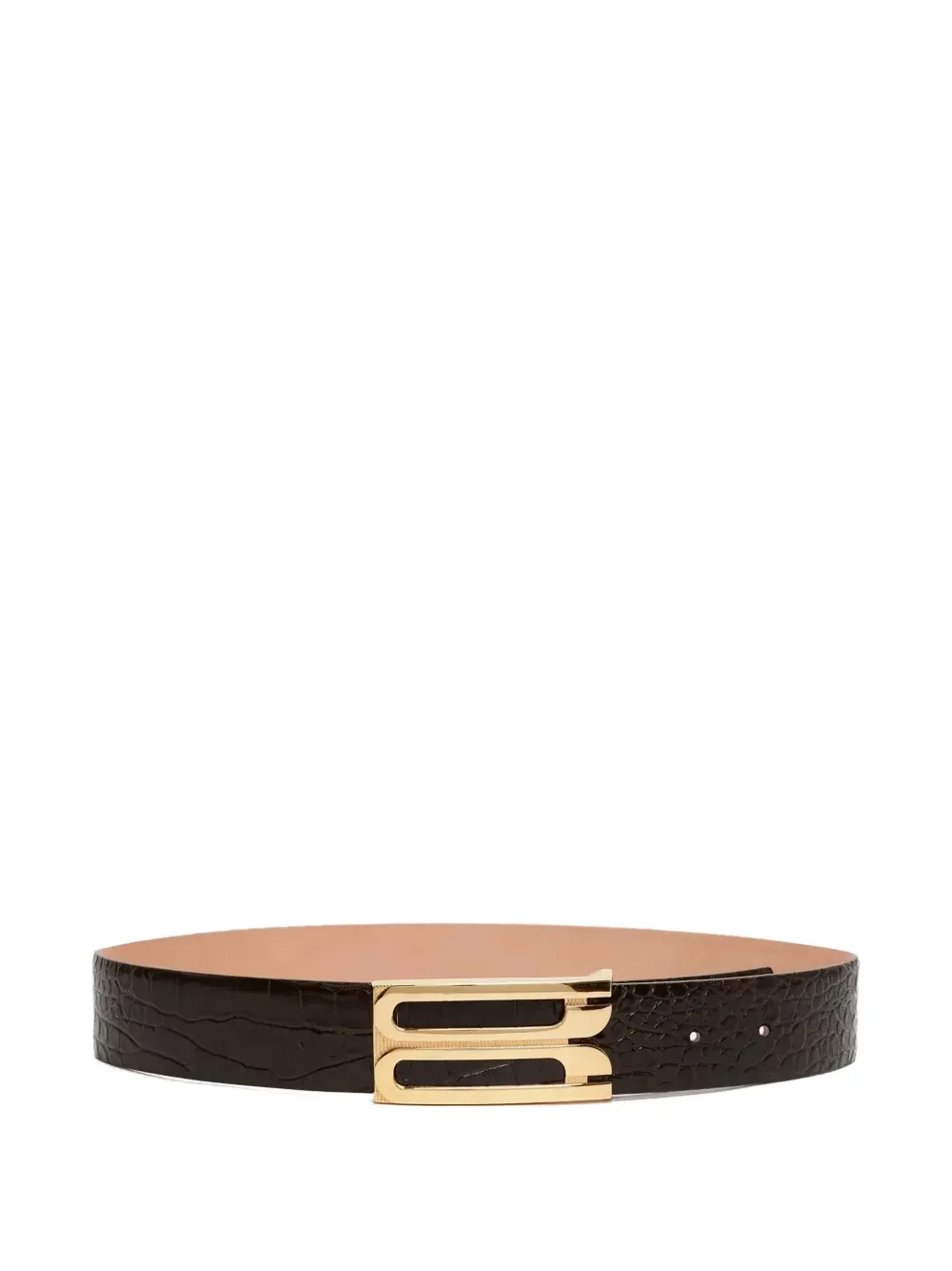 Victoria Beckham crocodile-effect logo-plaque belt - Marrone
