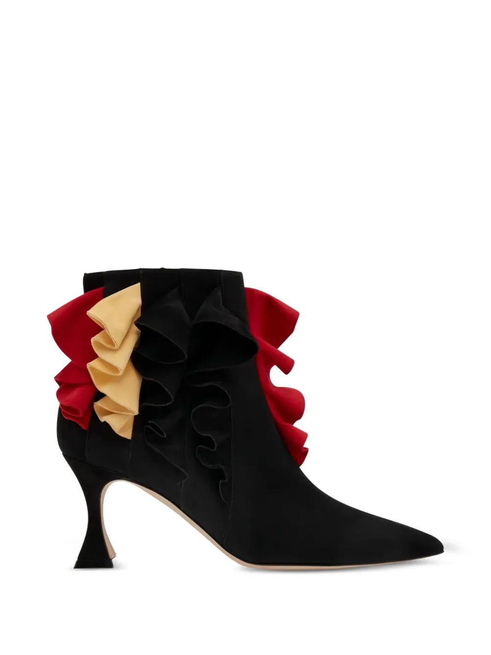 Manolo Blahnik ruffled-detail ankle boots Zwart