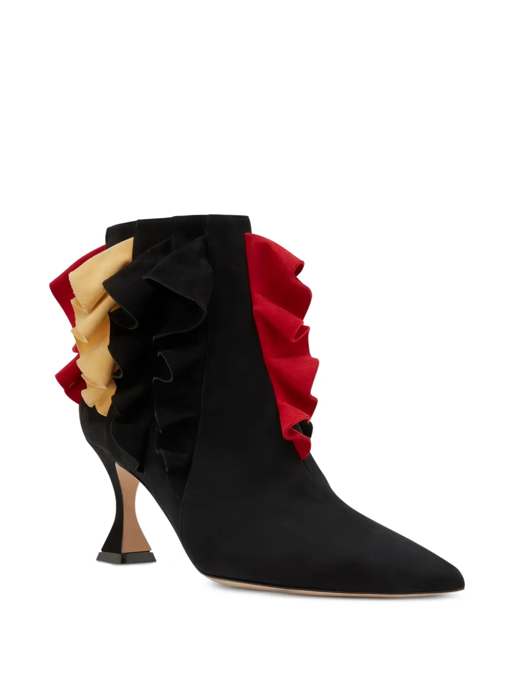Manolo Blahnik ruffled-detail ankle boots Zwart