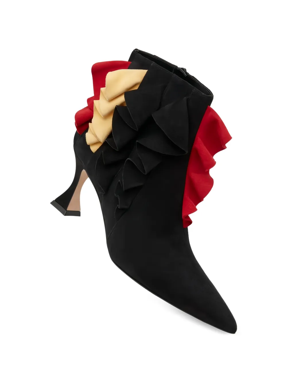 Manolo Blahnik ruffled-detail ankle boots Zwart