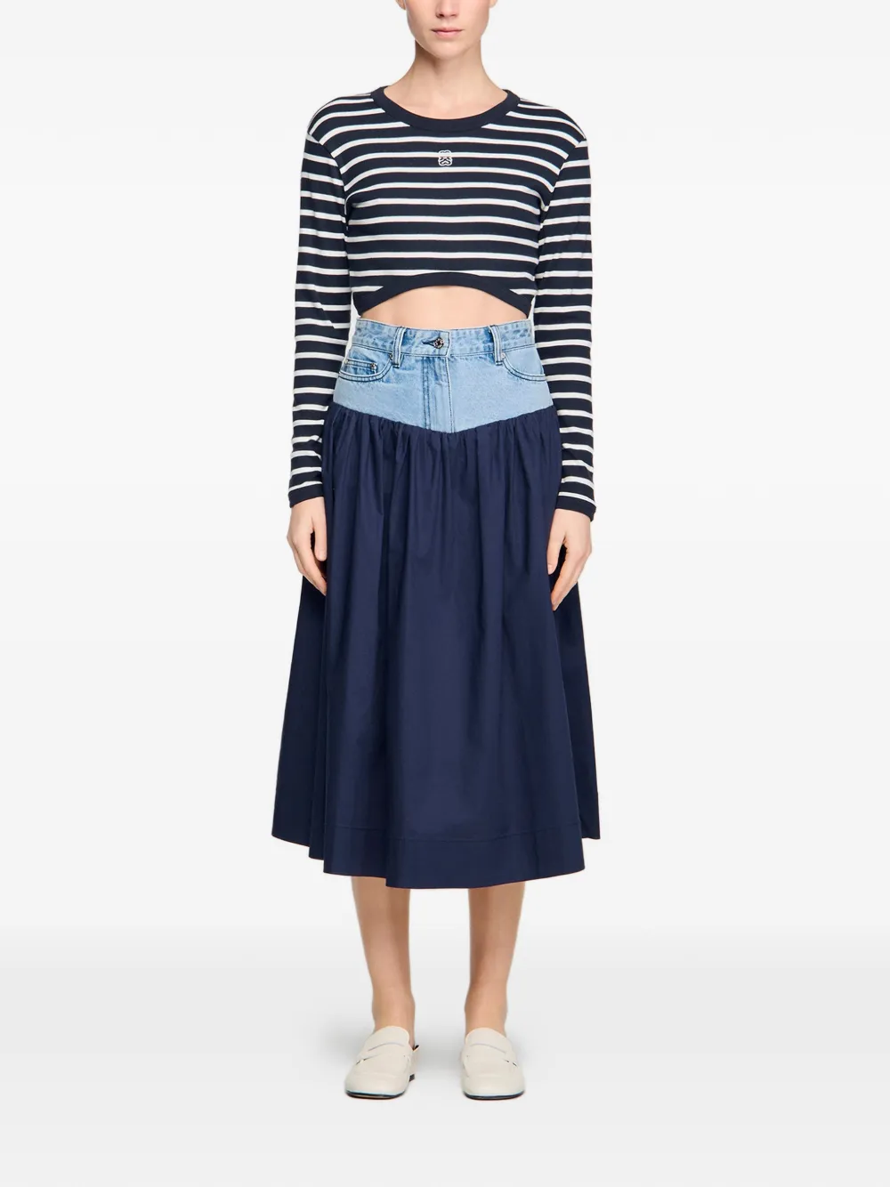  Sandro Flared Midi Skirt - Blue 