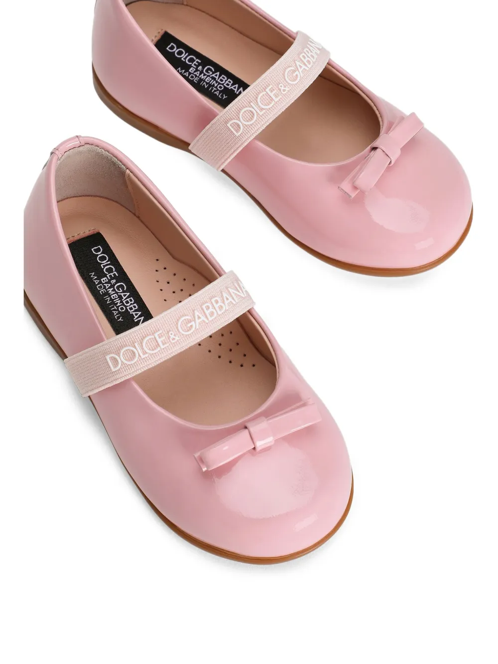 Dolce & Gabbana Kids bow strap ballet flats Roze