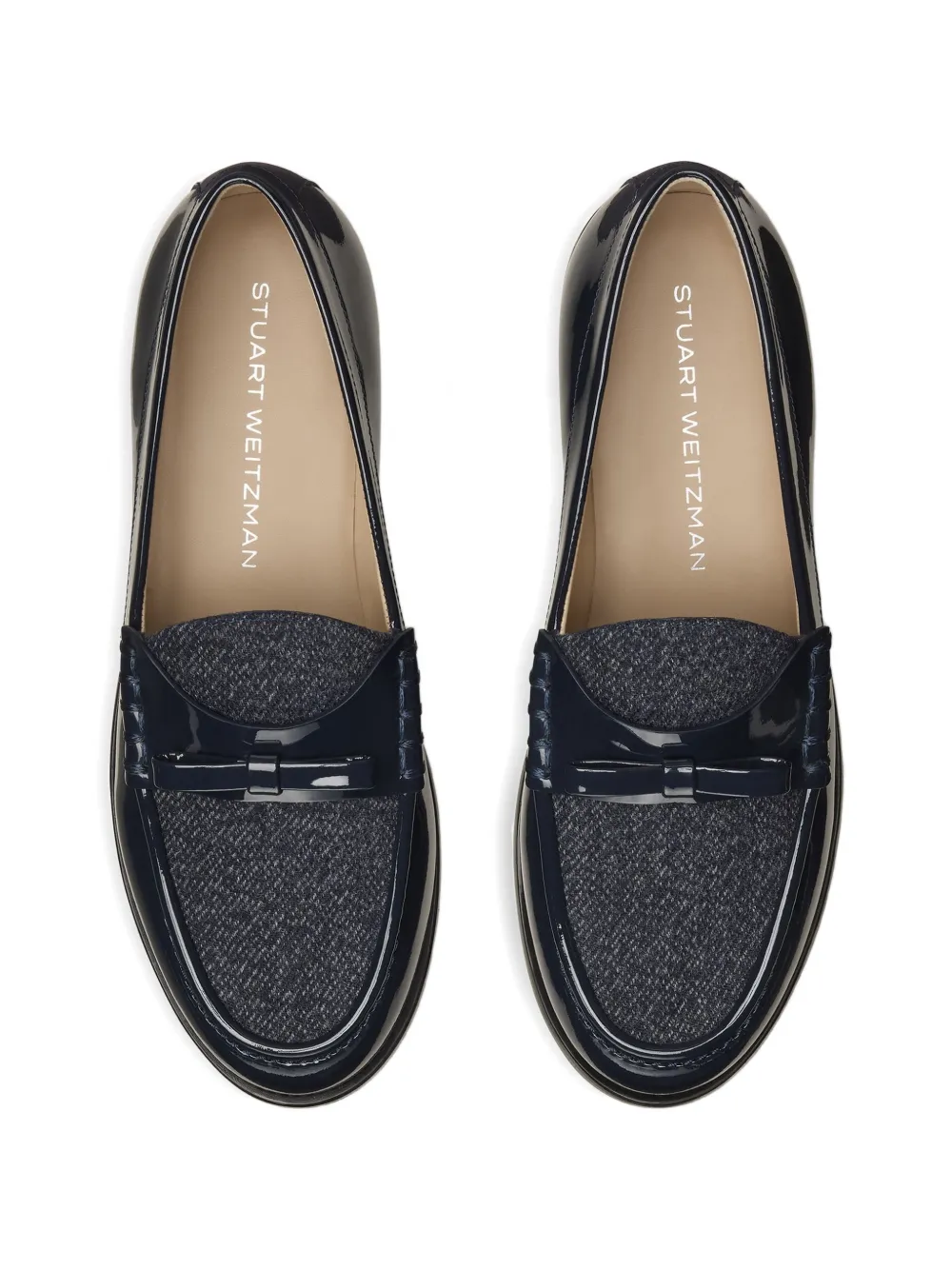 Stuart Weitzman Lottie loafers met strik en ronde neus Blauw