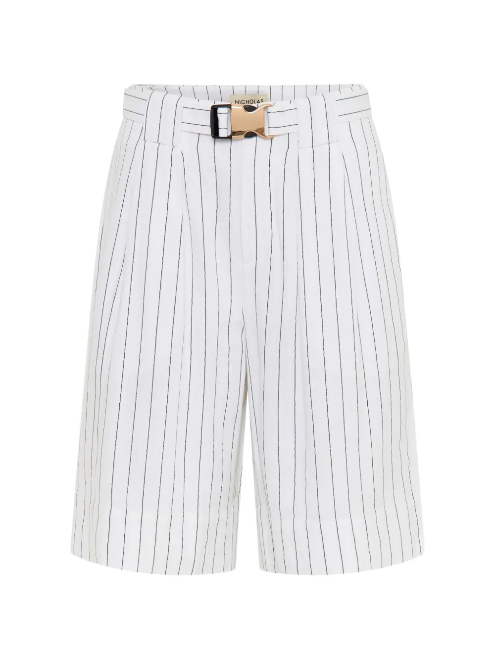 Nicholas Belinda striped belt bermuda shorts - Bianco