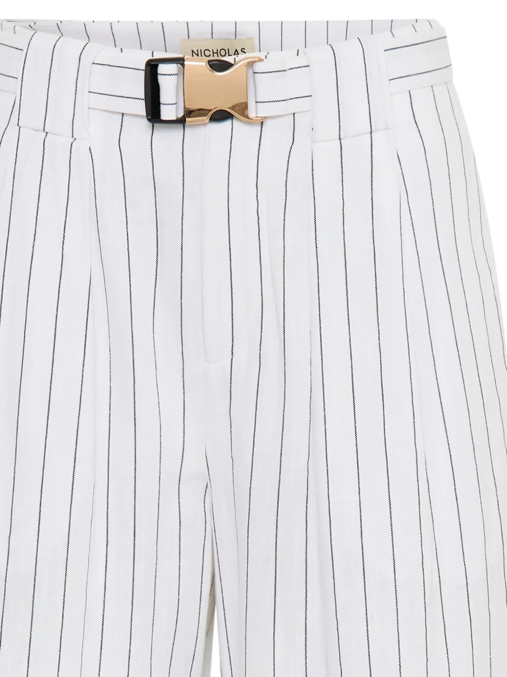  Nicholas Belinda Striped Belt Bermuda Shorts - White 