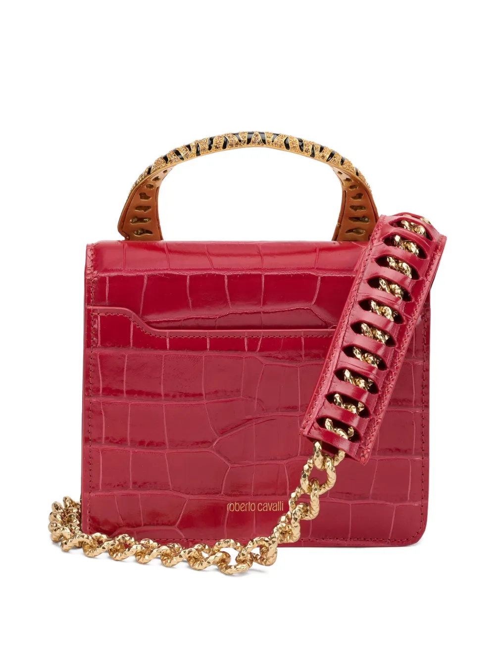  Roberto Cavalli Medium Roar Tiger-motif Tote Bag - Red 