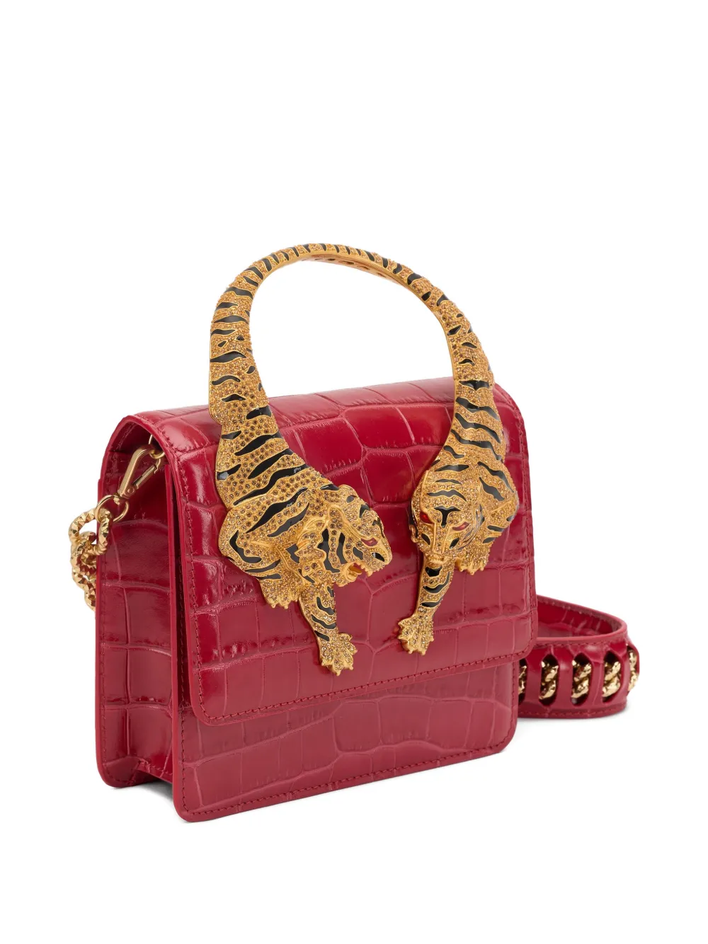  Roberto Cavalli Medium Roar Tiger-motif Tote Bag - Red 