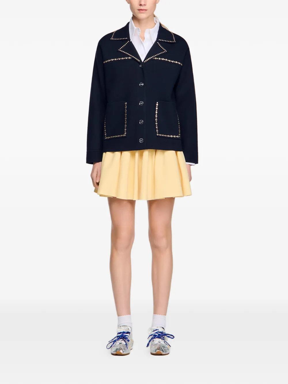  Sandro Stud-embellished Cardigan - Blue 