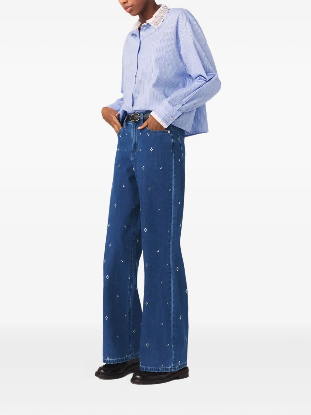  Maje Rhinestone-embellished Jeans - Blue 