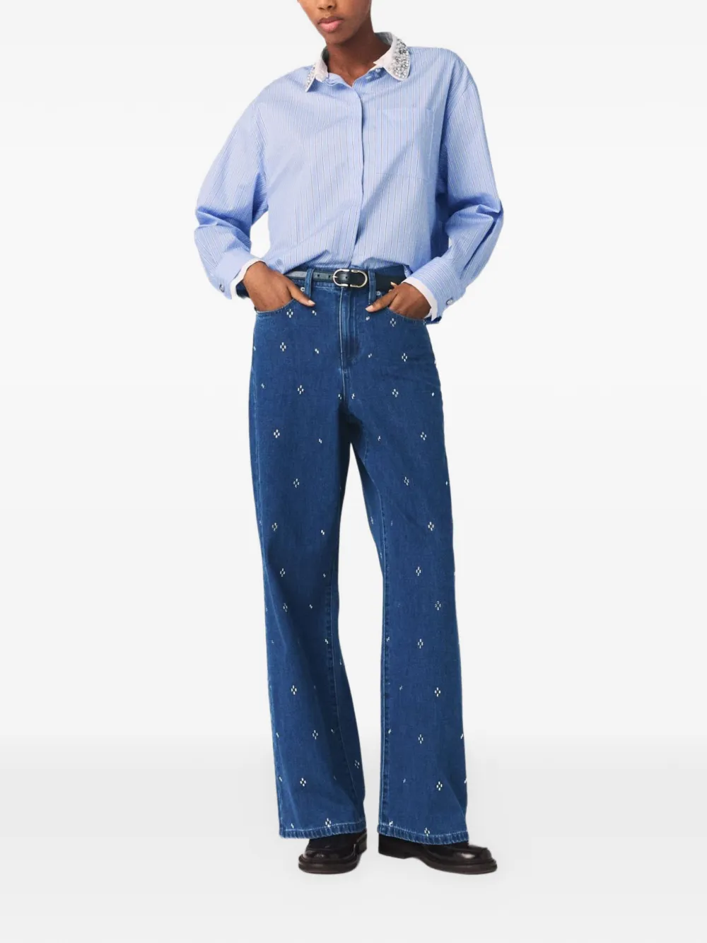 Maje Rhinestone-embellished Jeans - Blue 