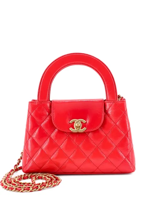 CHANEL Pre-Owned Kelly Top Handle Shopping Bag Quilted Shiny Aged Calfskin Mini satchel