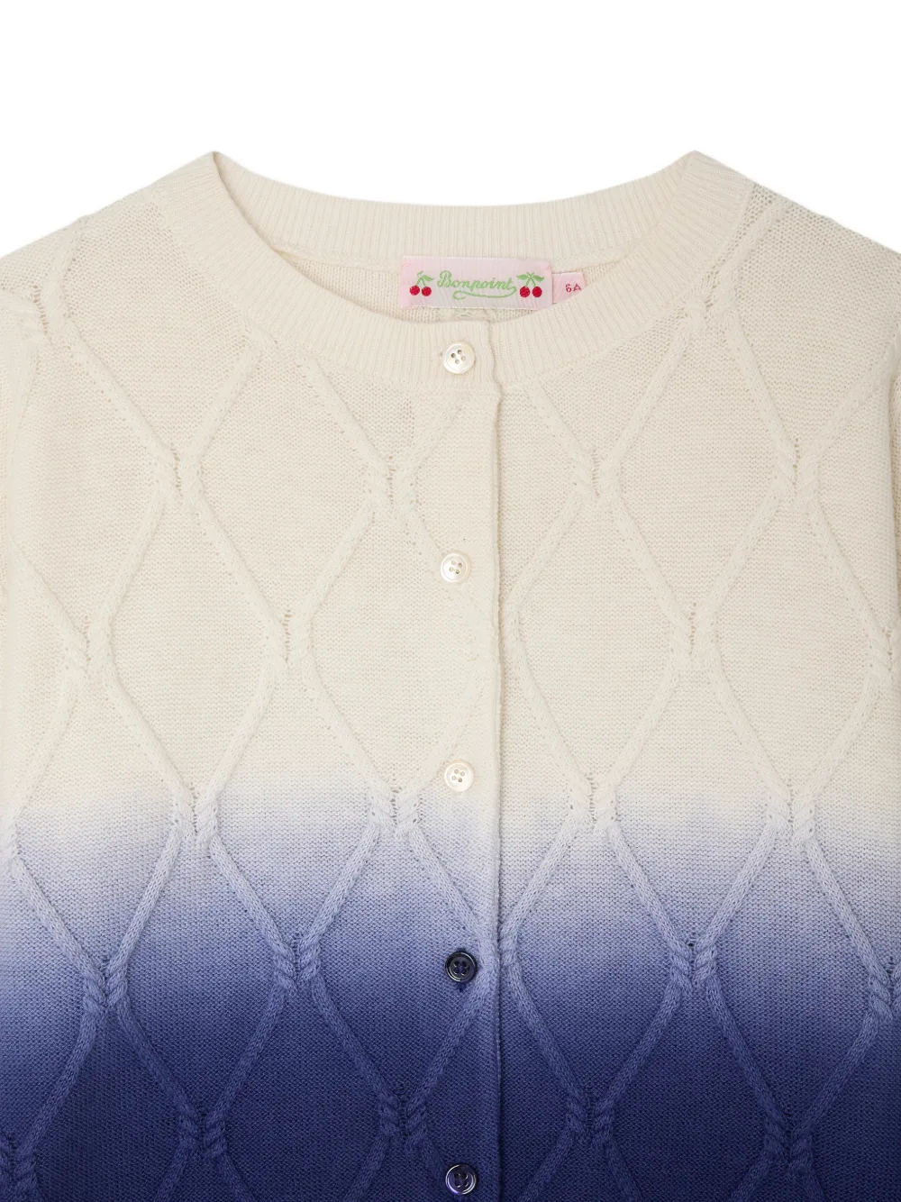 Bonpoint Larelle vest met ronde hals en kabelgebreid van biologisch katoen en kasjmier Beige