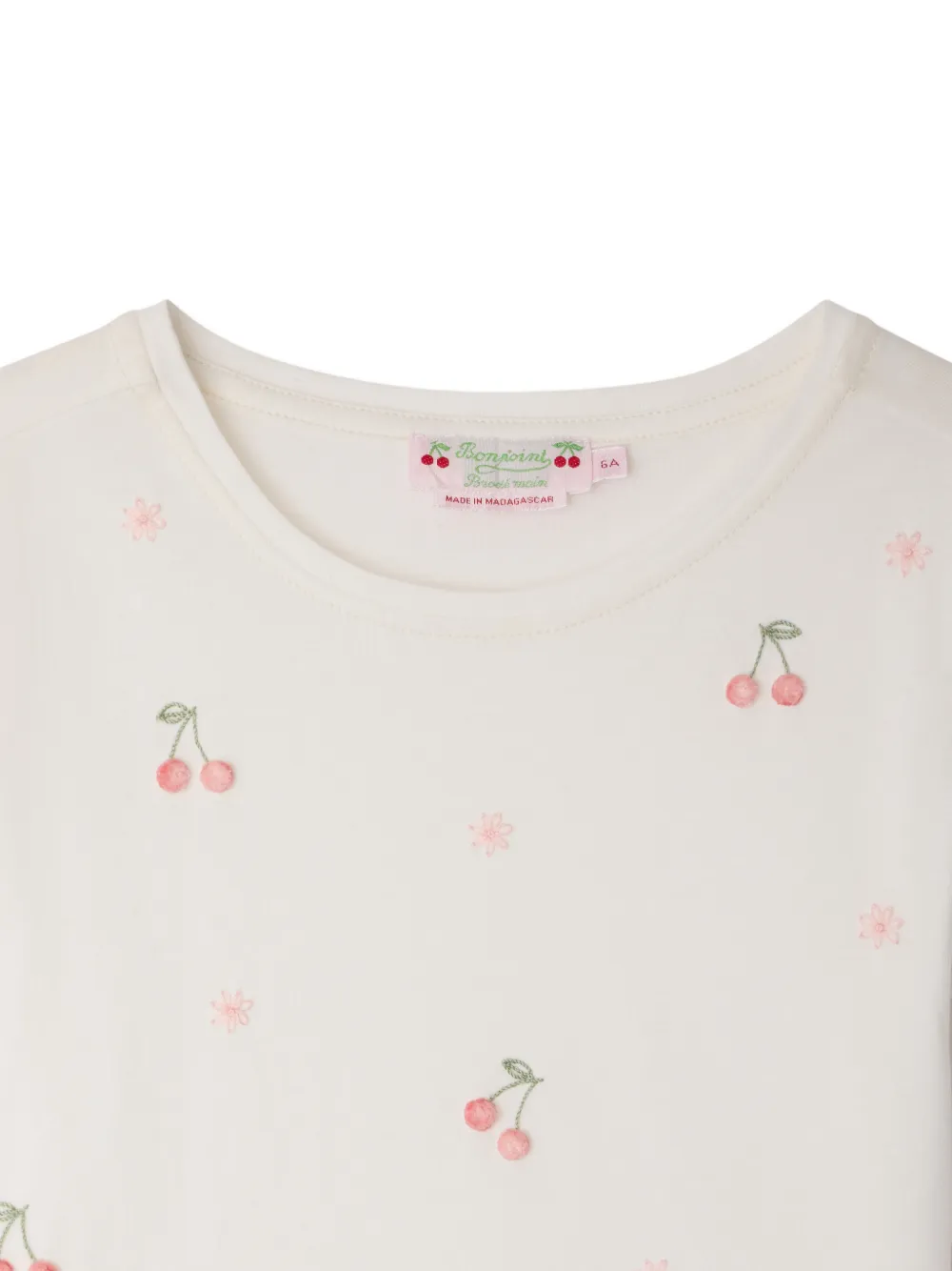 Bonpoint Lalcala T-shirt met geborduurde kers Beige