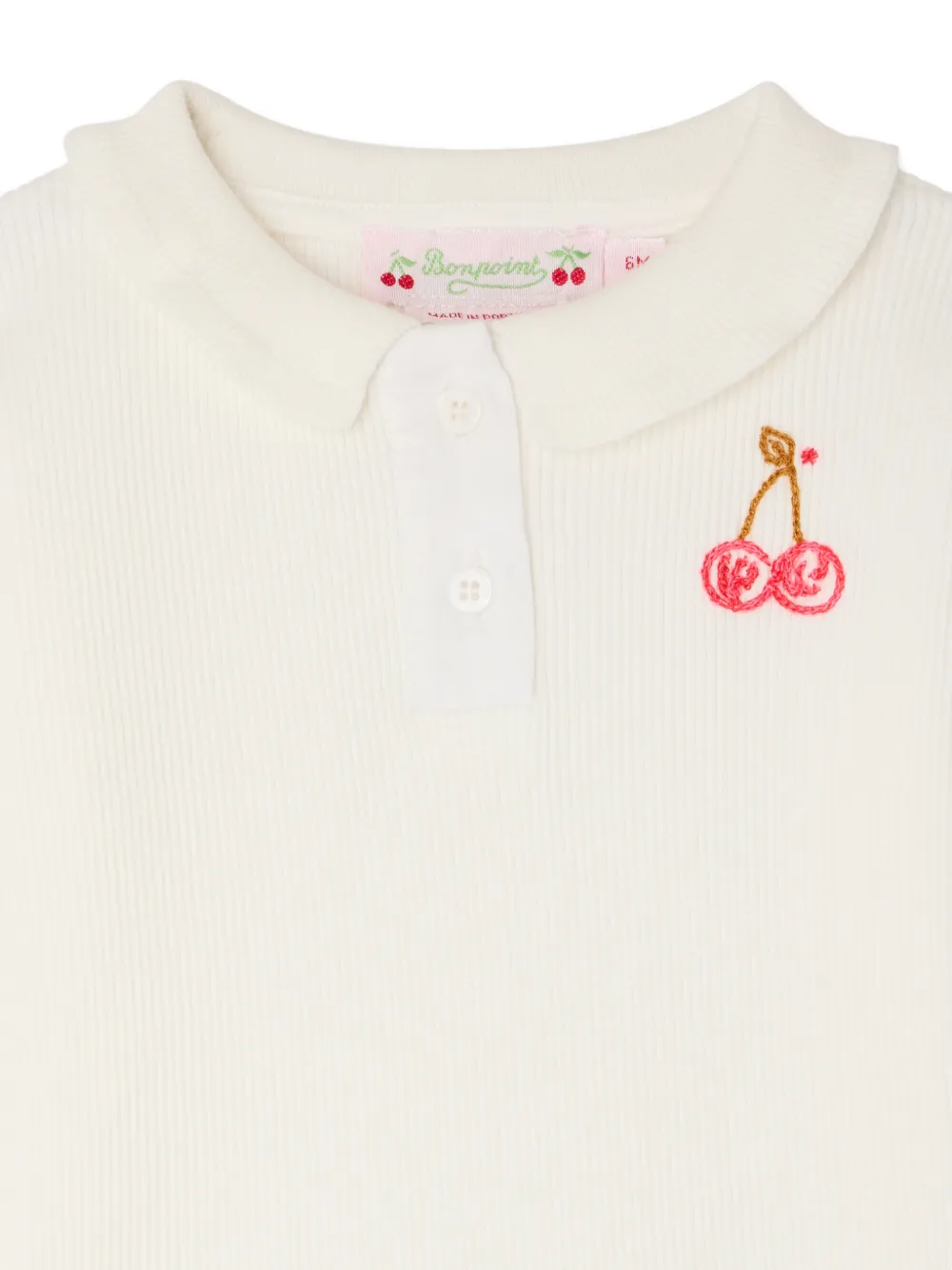 Bonpoint Poloshirt met korte mouwen en borduurwerk Beige