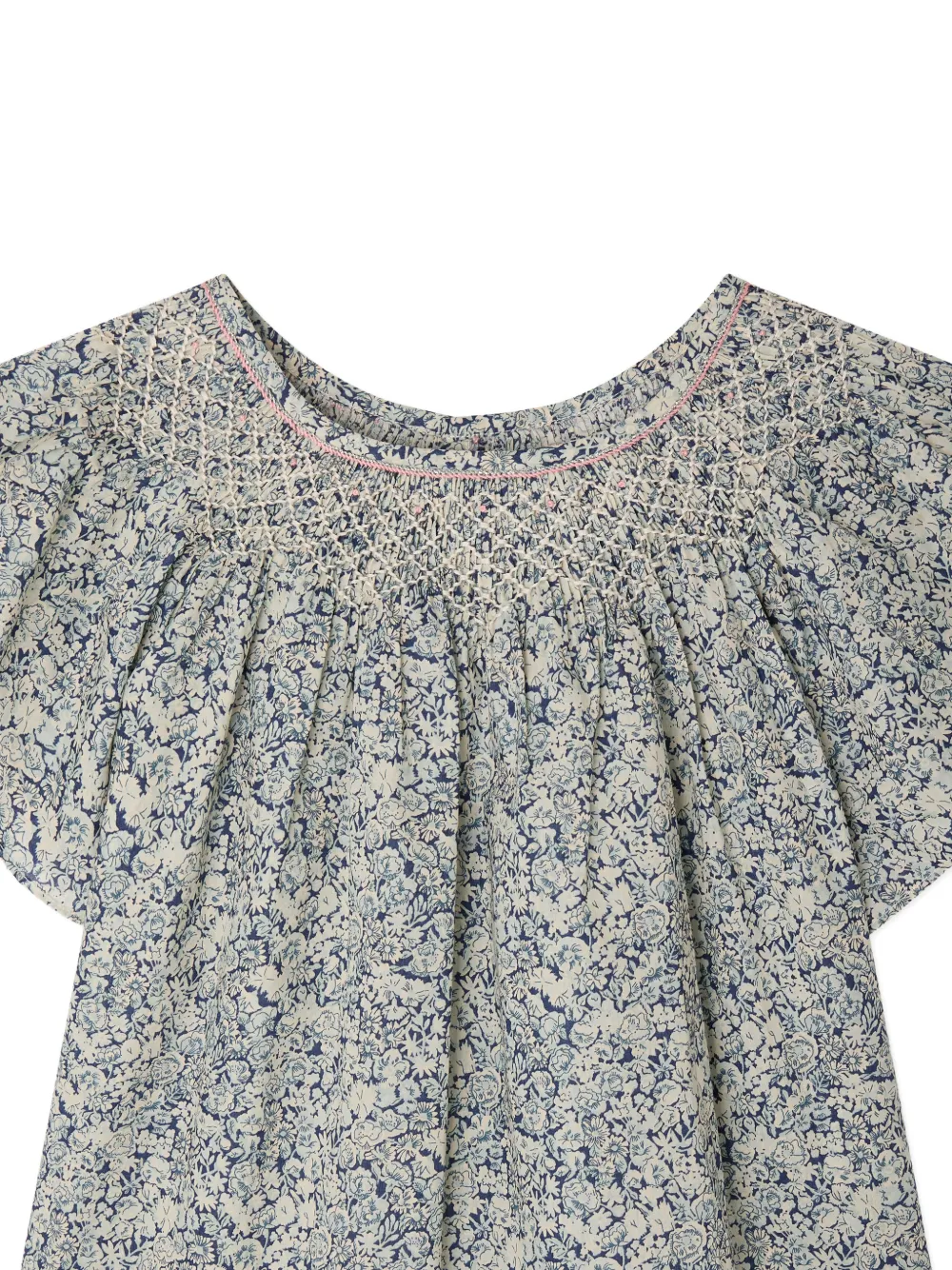  Bonpoint Smocked Floral Top - Blue 
