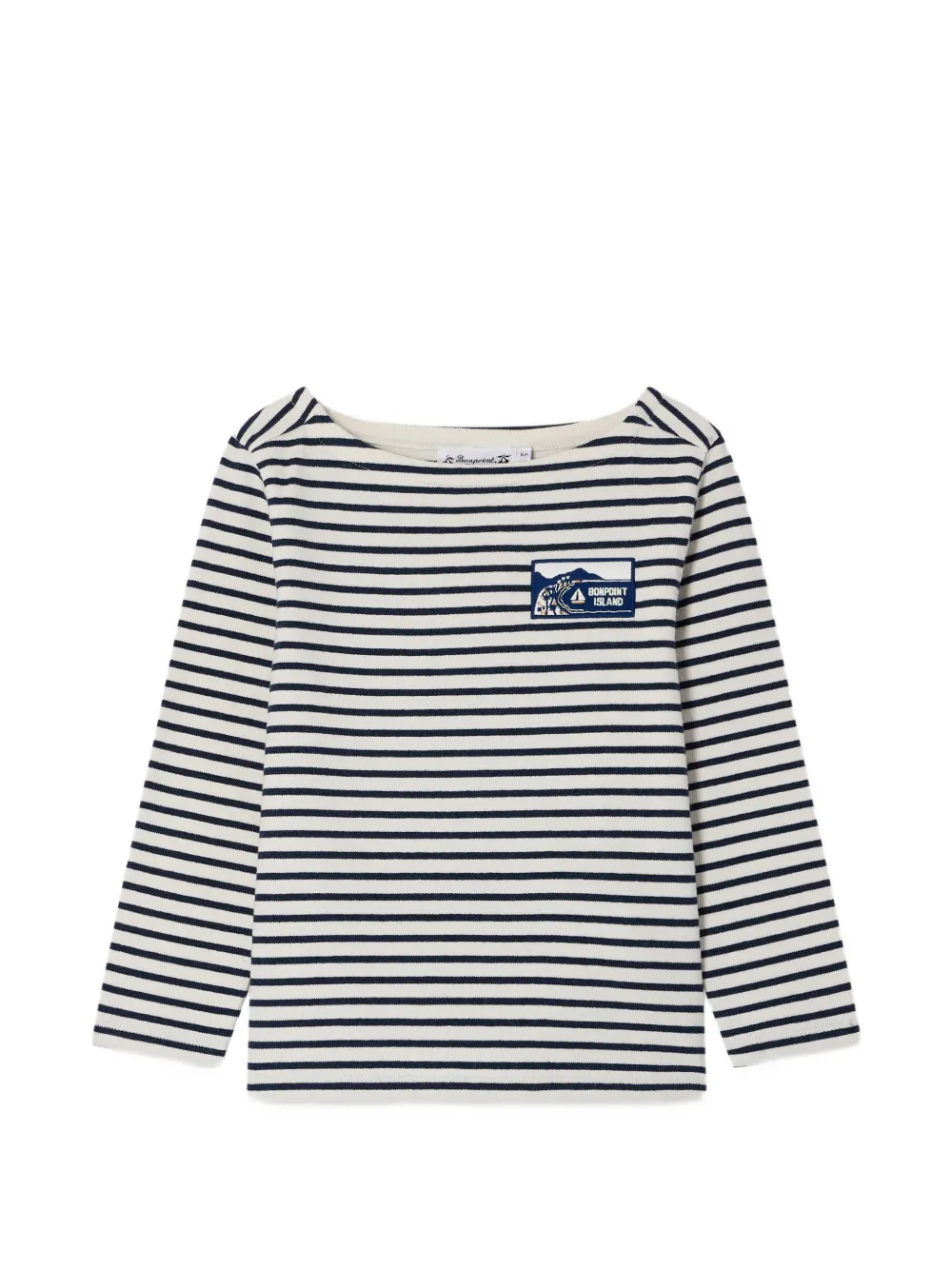 Bonpoint striped logo-patch T-shirt - Bianco