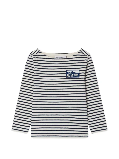 Bonpoint striped logo-patch T-shirt
