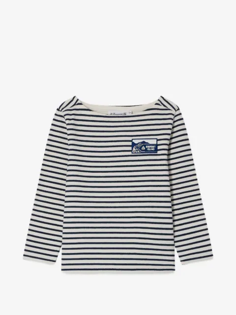 Bonpoint striped logo-patch T-shirt
