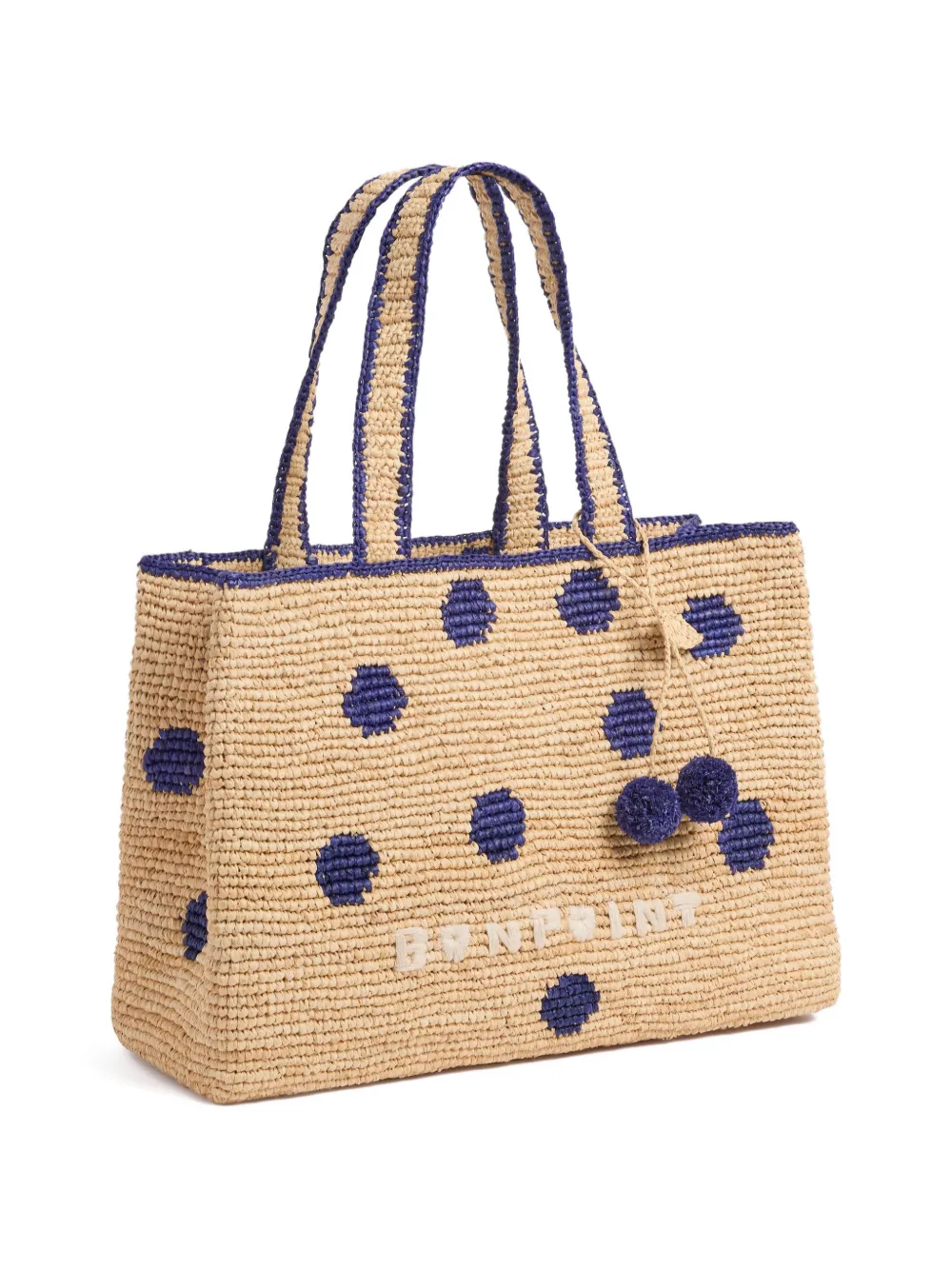 Polka-Dot Raffia Bag