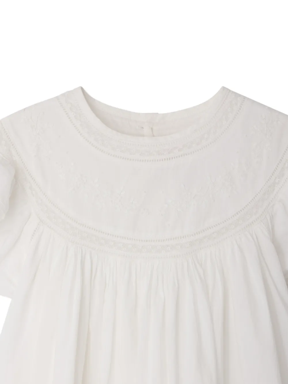  Bonpoint Vestido Leocardie Bordado A Mano - Blanco 
