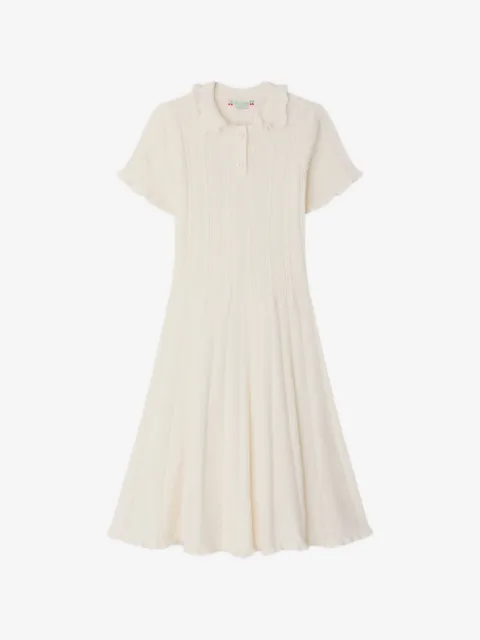 Bonpoint Lobelie ruffled dress in organic cotton and cashmere