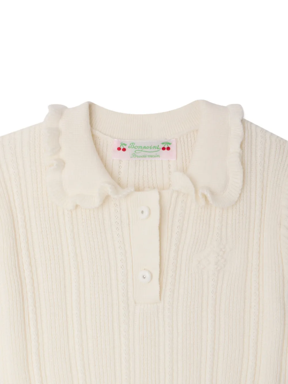 Bonpoint Lobelie jurk met ruches van biologisch katoen en kasjmier Beige