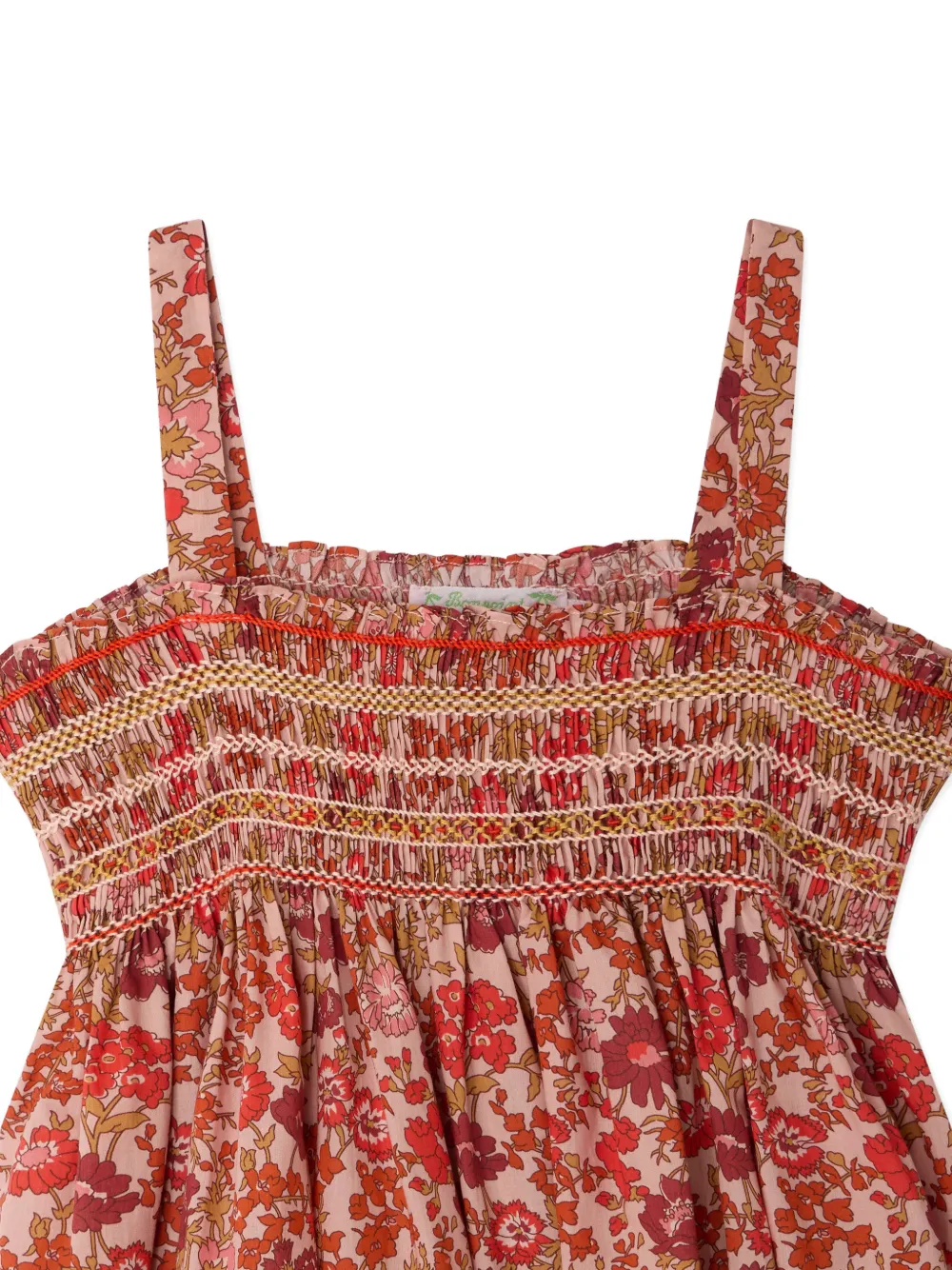 Bonpoint Labeille gesmockte jurk met bloemenprint Roze