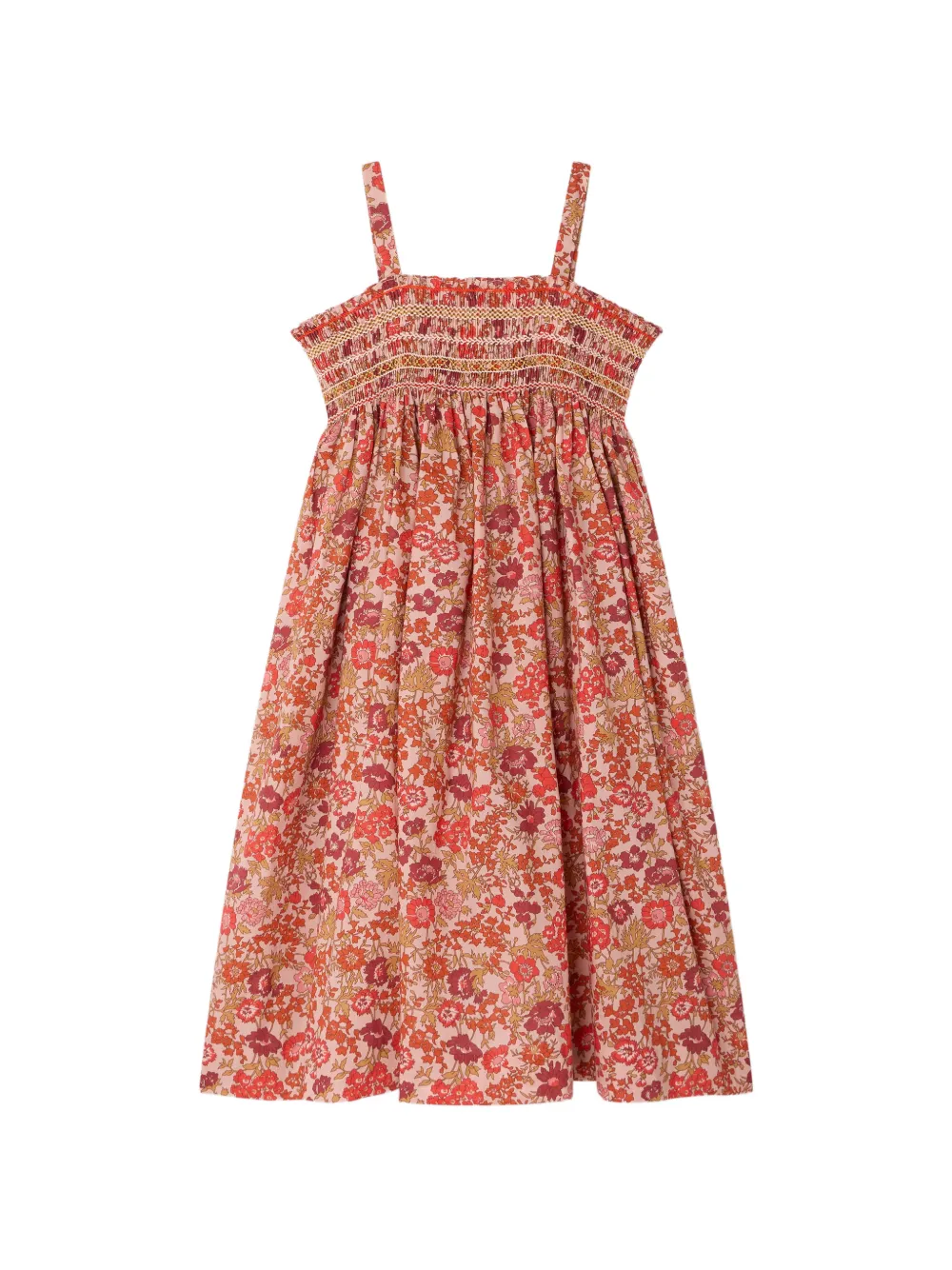 Bonpoint Labeille gesmockte jurk met bloemenprint Roze