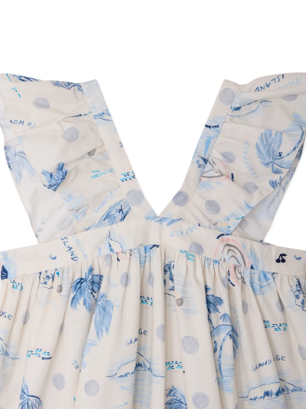 Bonpoint Jurk met eilandprint van biologisch katoen Beige
