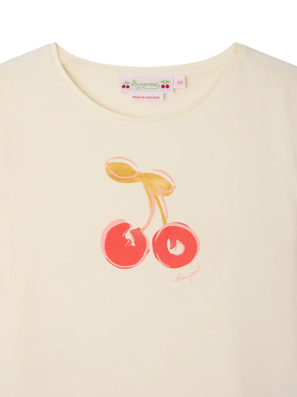 Bonpoint Aada T-shirt met kersenprint Beige