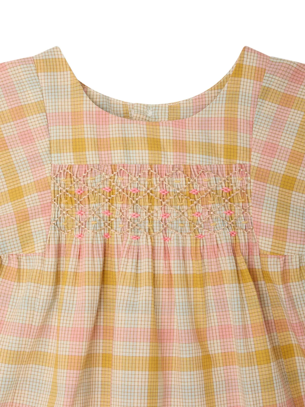 Bonpoint Geruit gesmockt shirt Beige