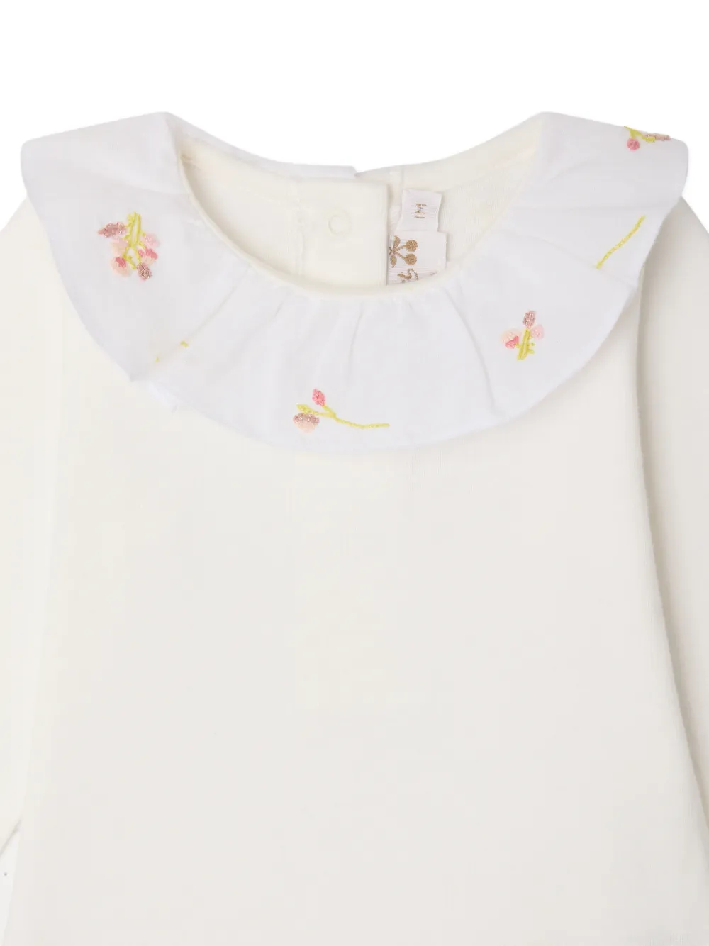 Bonpoint Romper met geborduurde kraag Wit
