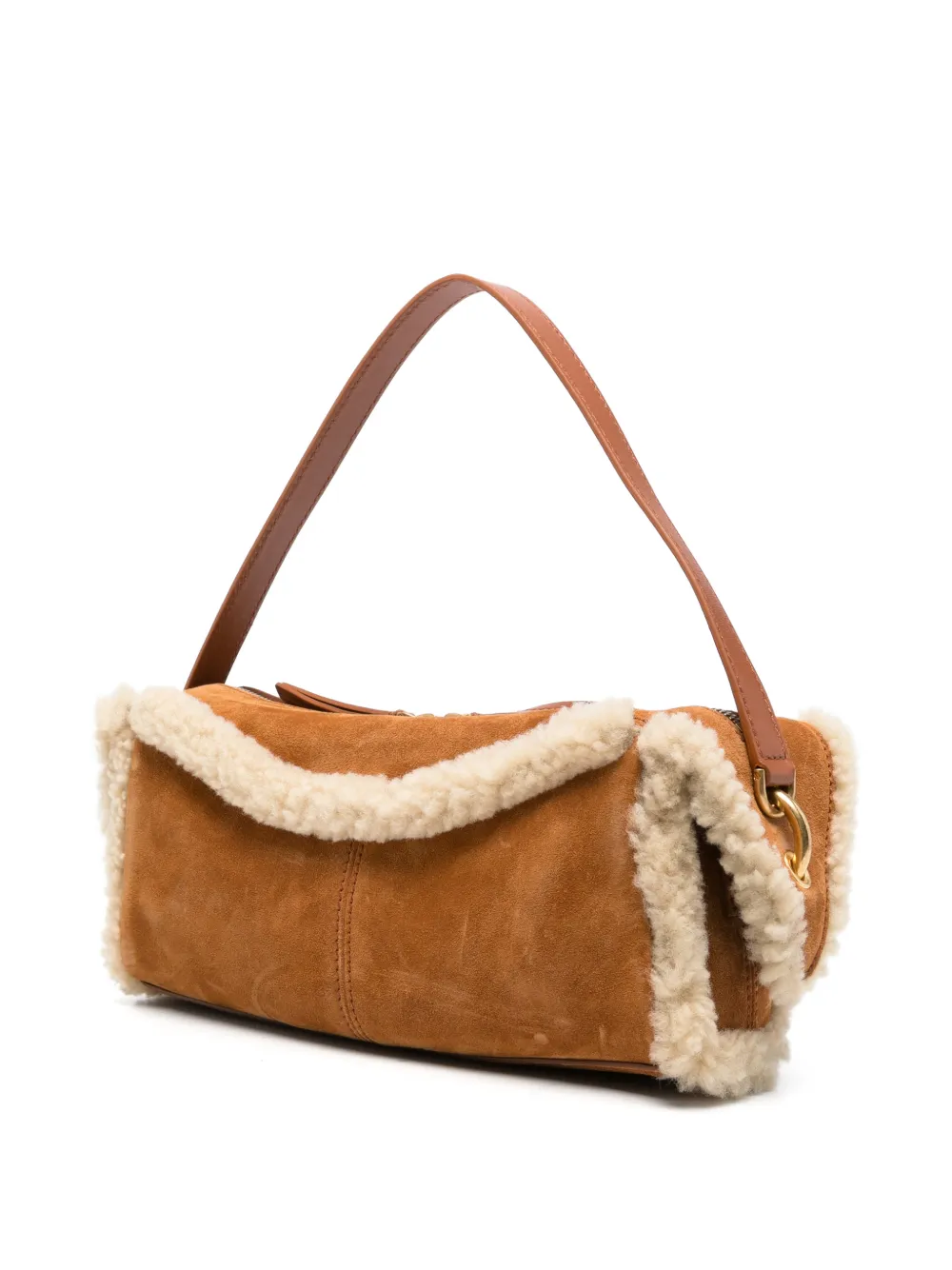Balmain Pulse suède schoudertas met lammy afwerking Beige