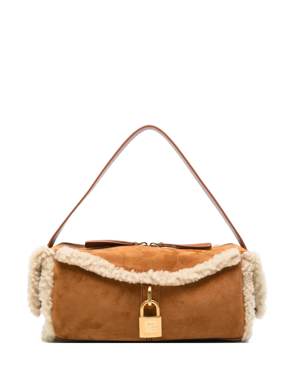 Balmain Pulse shearling-trim suede shoulder bag - Toni neutri