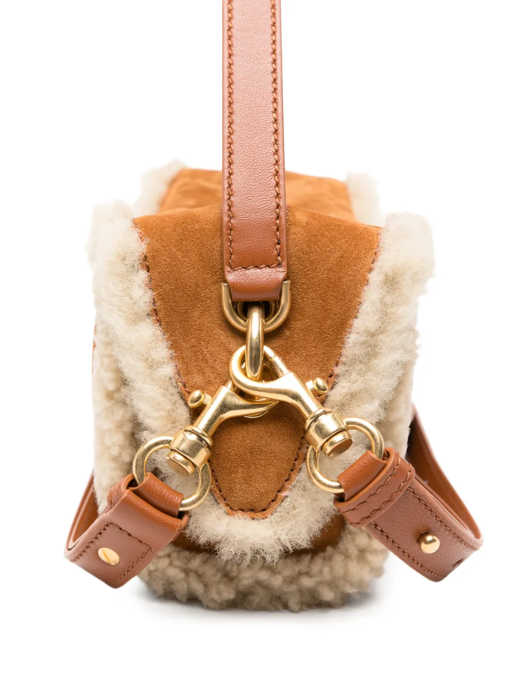 Balmain Pulse suède schoudertas met lammy afwerking Beige