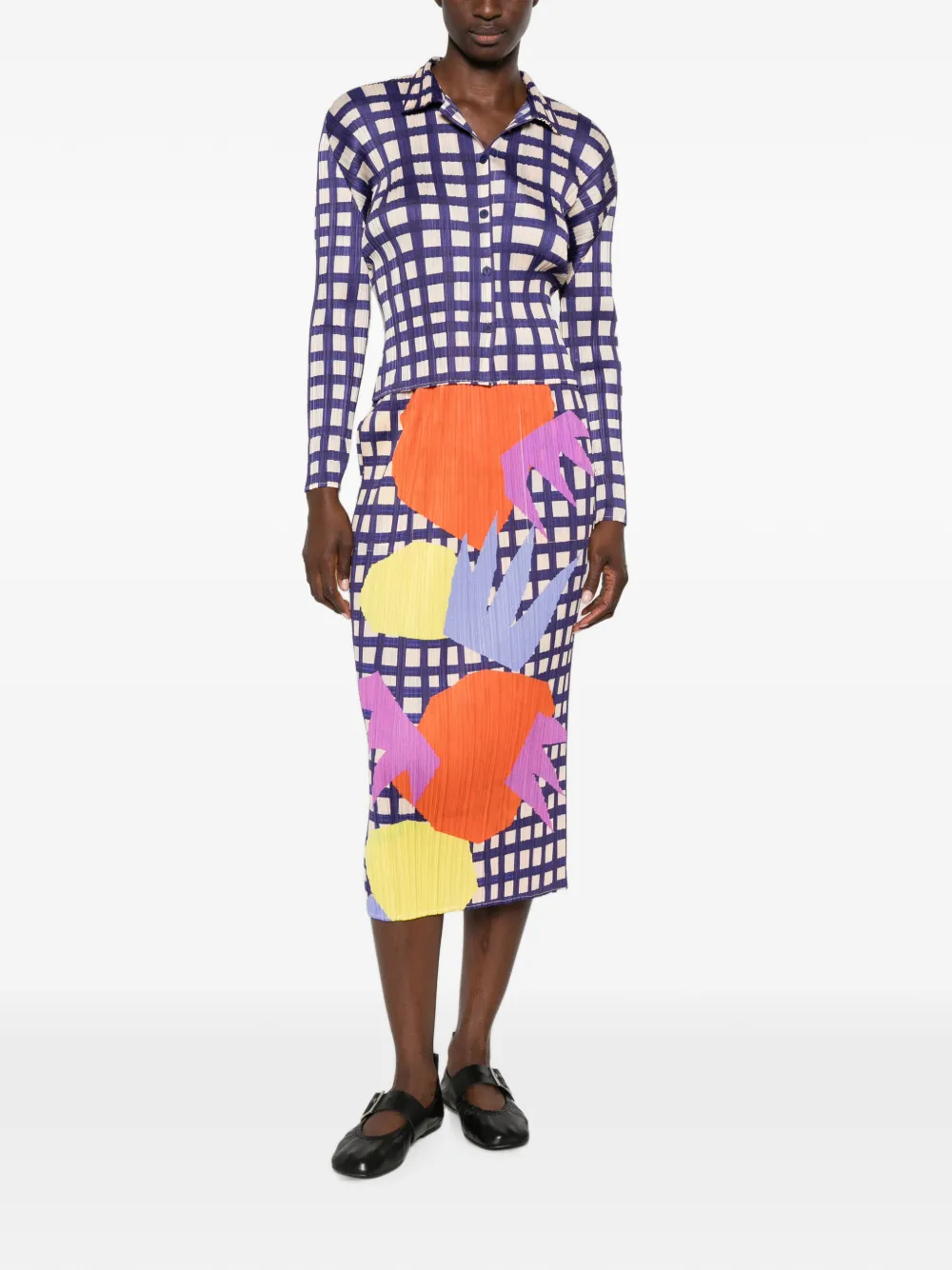 Pleats Please Issey Miyake Midi-plooirok met grafische print Blauw