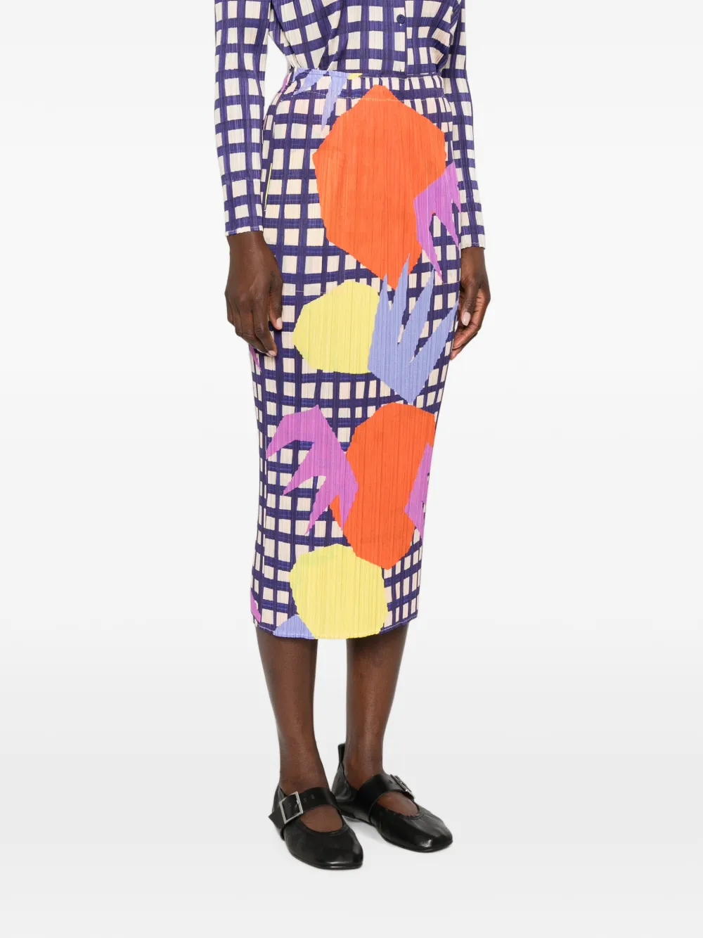 Pleats Please Issey Miyake Midi-plooirok met grafische print Blauw