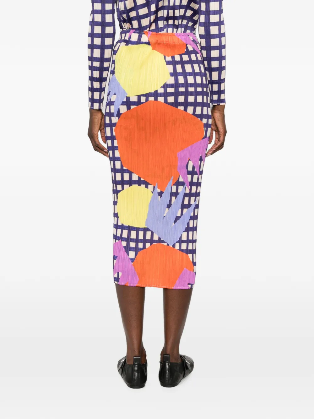 Pleats Please Issey Miyake Midi-plooirok met grafische print Blauw