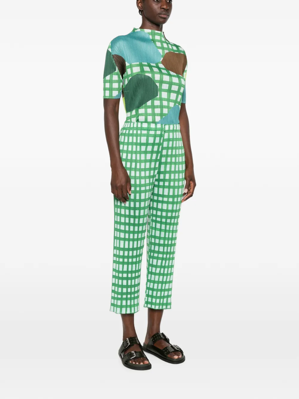 Pleats Please Issey Miyake Basket cropped plooibroek Groen