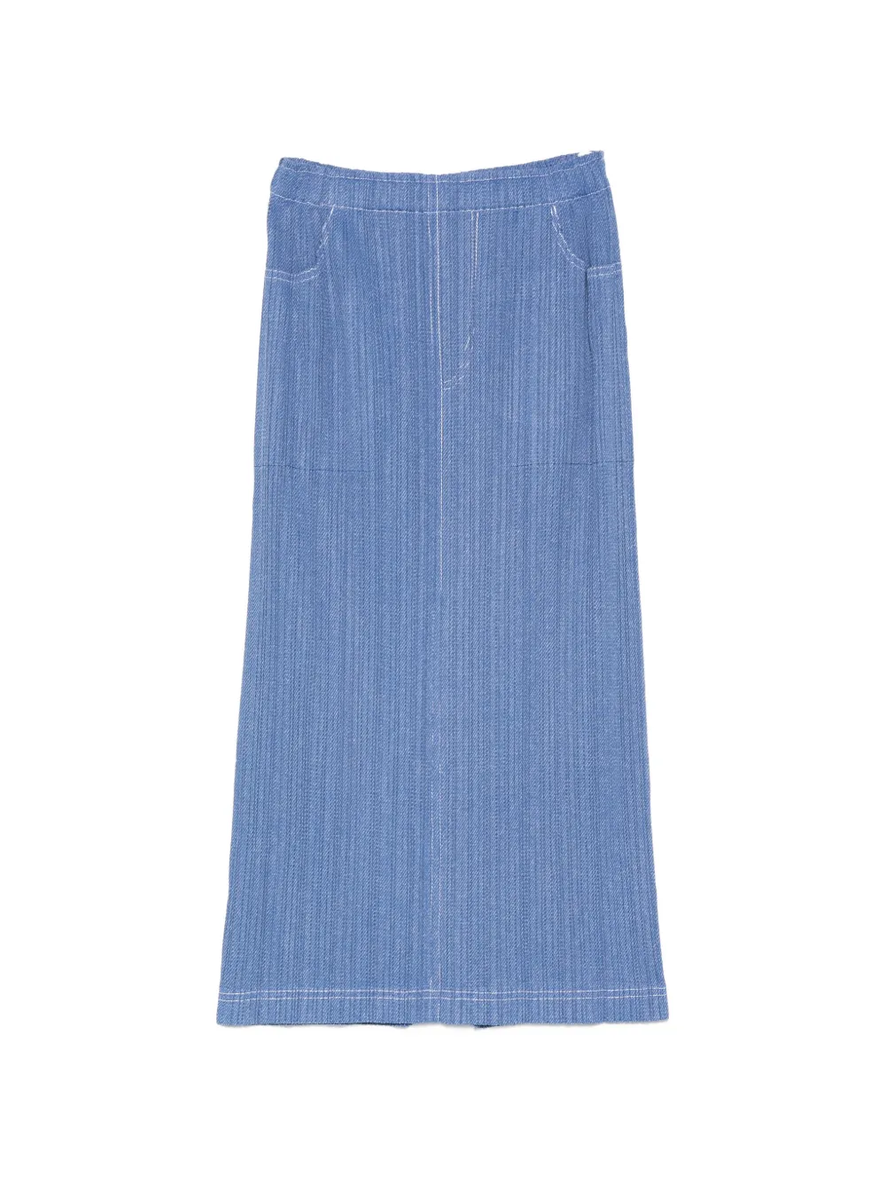 Pleats Please Issey Miyake pleated denim midi skirt - Blau