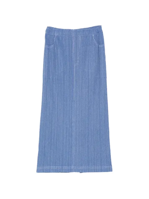 Pleats Please Issey Miyake pleated denim midi skirt