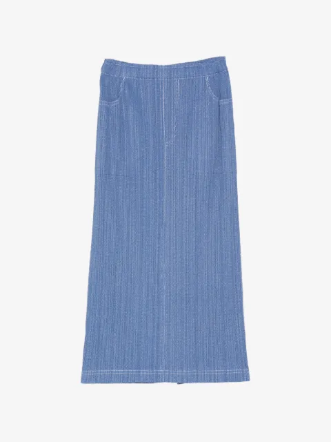 Pleats Please Issey Miyake pleated denim midi skirt
