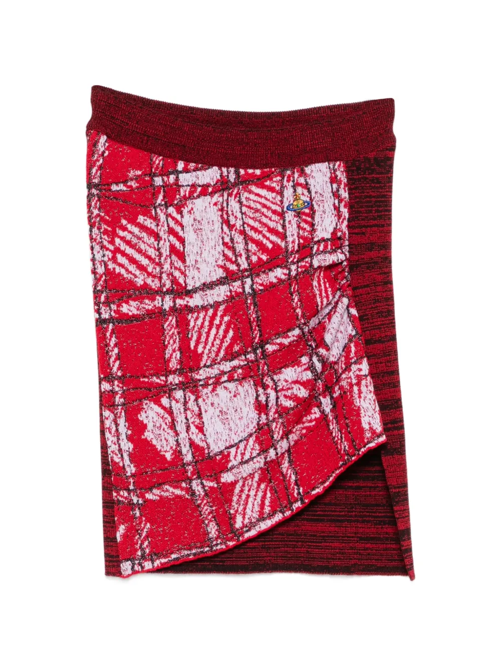 Vivienne Westwood check-panel asymmetric mini skirt - Rot