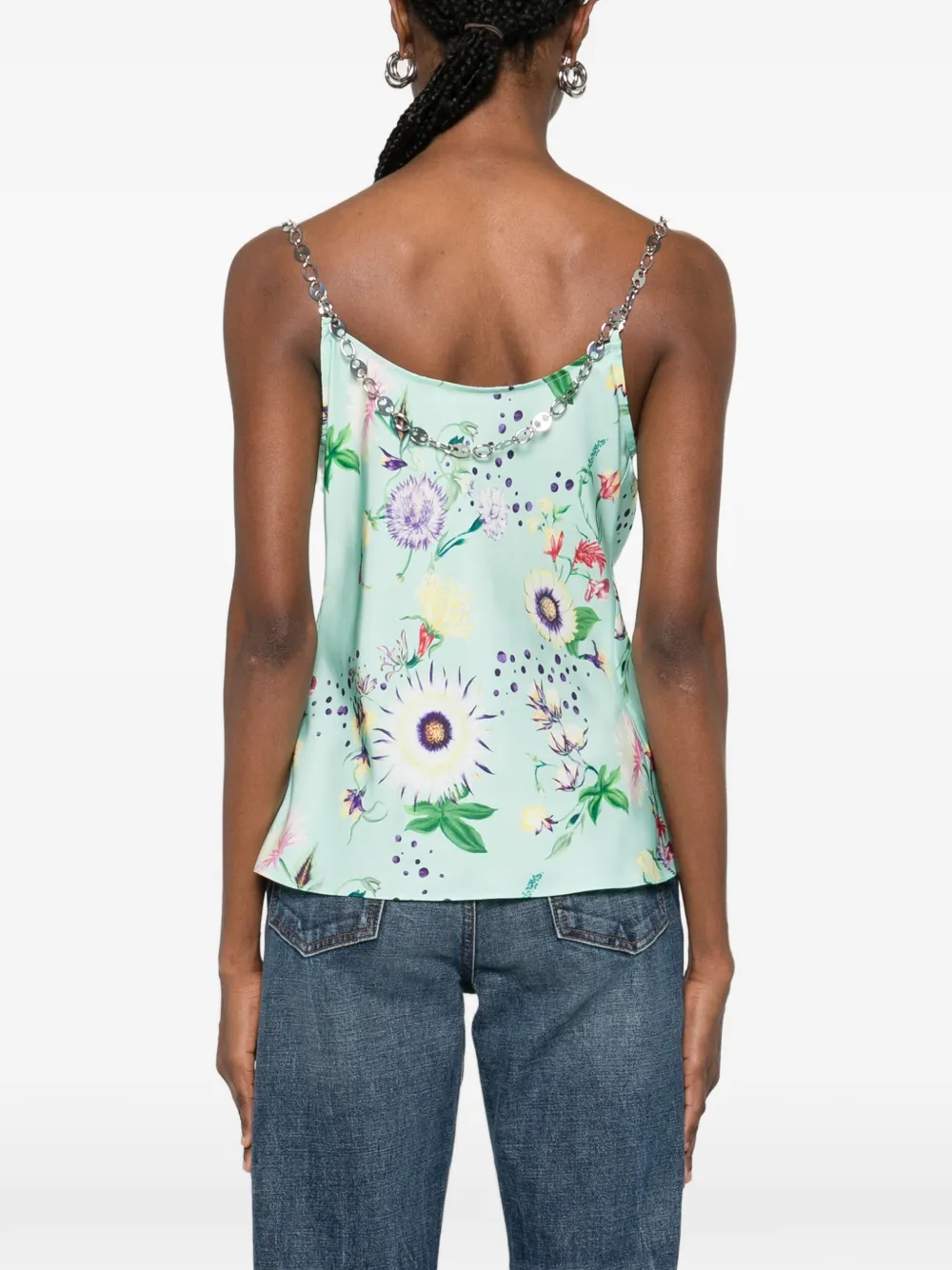 Rabanne Top met col en bloemenprint Groen