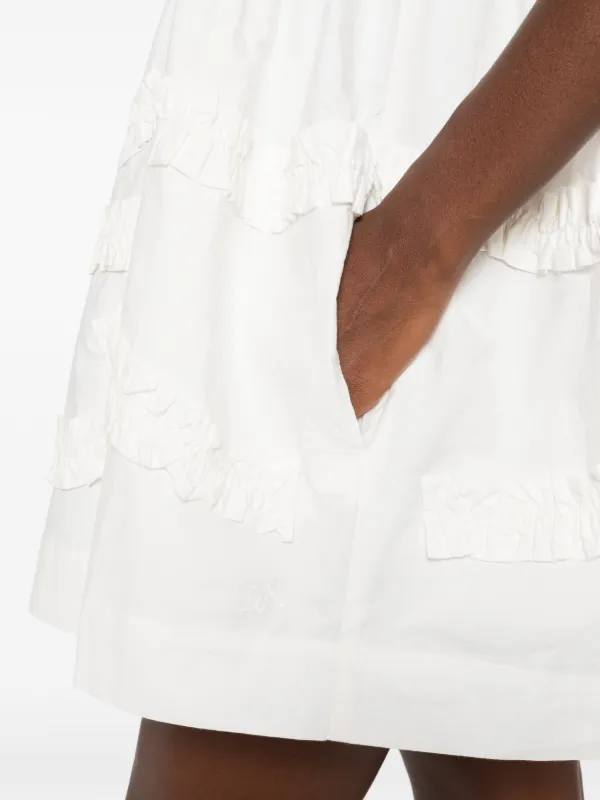 madder madder TUCK FRILL DRESS ホワイト DAMSON MADDER Stella ruffle-trimmed Mini Dress | White | FARFETCH